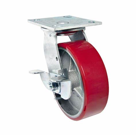 CASTOR WHEEL SWIVEL WITH BRAKE 8" RED