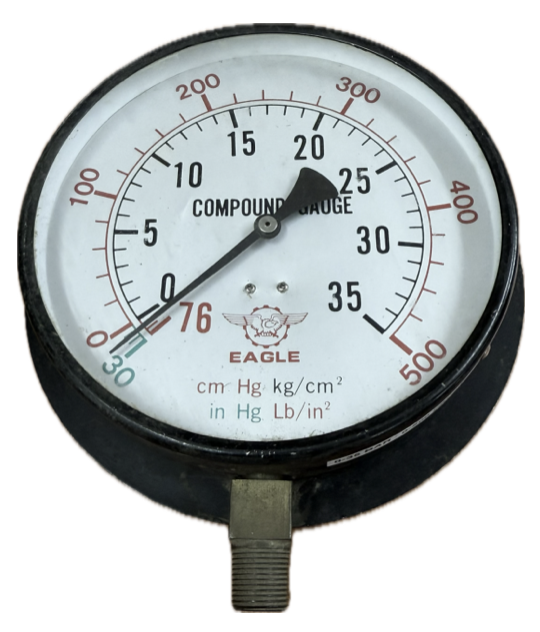 COMPOUND GAUGE 6" 0-35 BAR,0-500 PSI 3/8" BOTTOM CONNECTION EAGLE