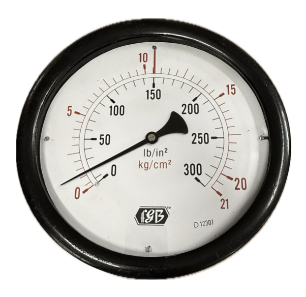 PRESSURE GAUGE 10" 21BAR/300PSI 3/8" BACK FGB