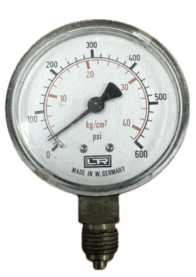 PRESSURE GAUGE 2-1/2" 40BAR/600PSI 1/4" BOTTOM GERMANY