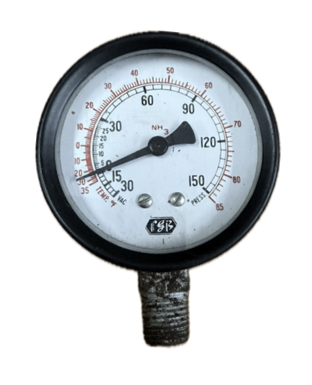 PRESSURE GAUGE 2-1/2" 30INHG-150PSI 1/4" BOTTOM AMMONIA FGB