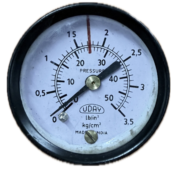 PRESSURE GAUGE 2" 3.5BAR/50PSI 1/4" BACK UDAY