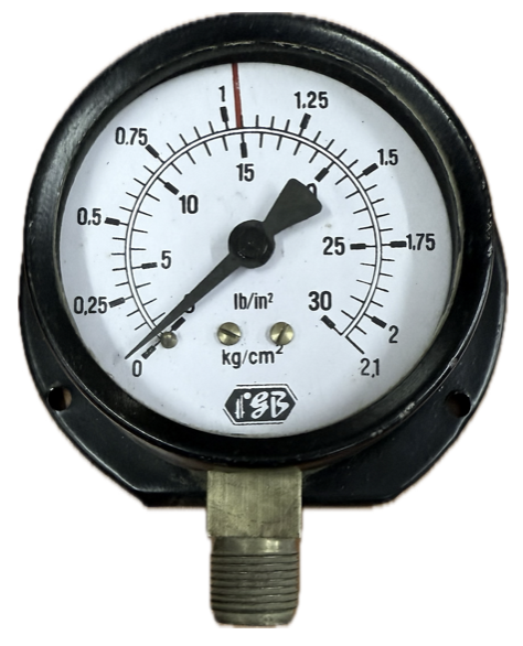 PRESSURE GAUGE 2-1/2" 2BAR/30PSI 3/8" BOTTOM FGB