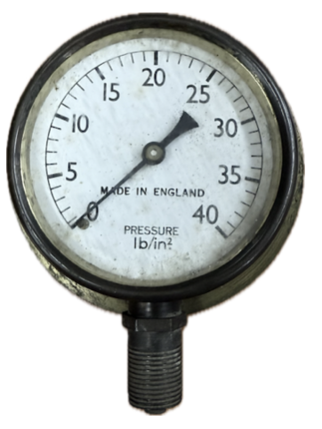 PRESSURE GAUGE 2-1/2" 40PSI 3/8" BOTTOM UK BRASS