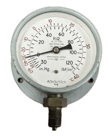 PRESSURE GAUGE 2-1/2" -30INHG-120PSI 1/4" BOTTOM SMITH