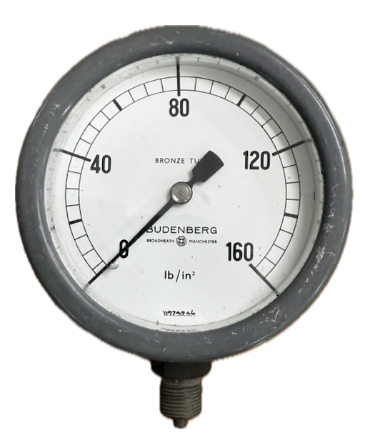 PRESSURE GAUGE 4" 160PSI 3/8" BOTTOM BUDENBERG