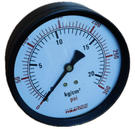 PRESSURE GAUGE 4" 20BAR/300PSI 3/8" BACK WAREE