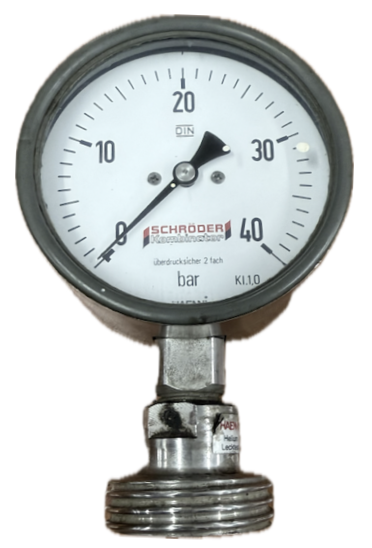 PRESSURE GAUGE 4" SS 40BAR 1/2" BOTTOM SCHRODER