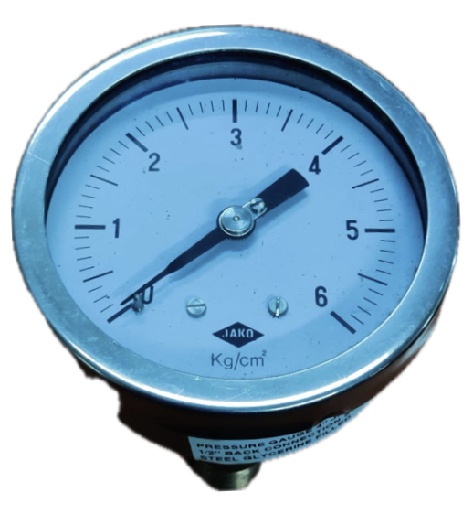 PRESSURE GAUGE SS 4" 6BAR 1/2" BACK GLYCERINE JAKO