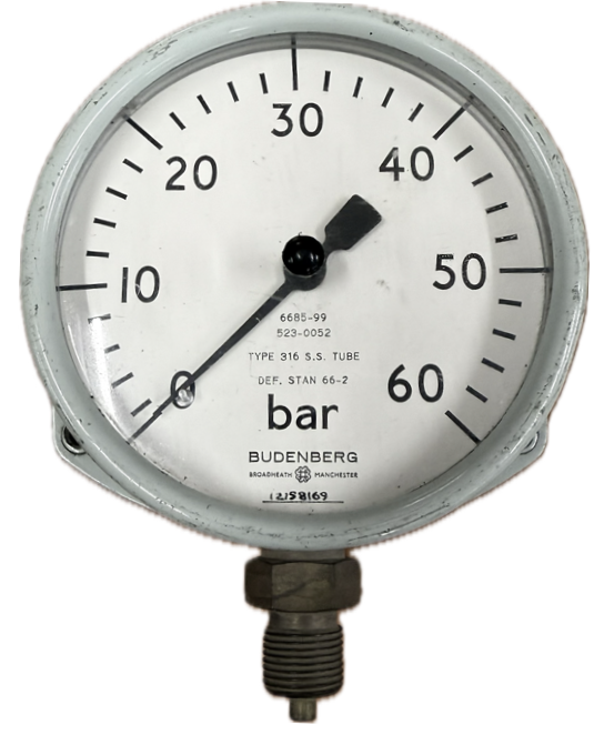 PRESSURE GAUGE 4" 60BAR 3/8" BOTTOM BUDENBERG