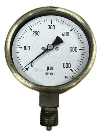 PRESSURE GAUGE 4" 600PSI 1/2" BOTTOM DEWIT