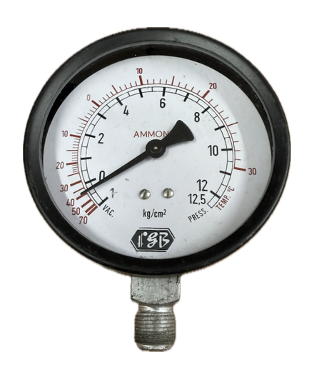 PRESSURE GAUGE 4" -1-12.5BAR 3/8" BOTTOM AMMONIA FGB