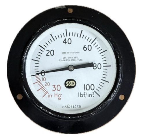 PRESSURE GAUGE 4" -30INHG-100PSI 3/8" BOTTOM AMMONIA SSD