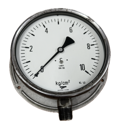 PRESSURE GAUGE 6" SS 10BAR 1/2" BOTTOM BOURDON SEDME