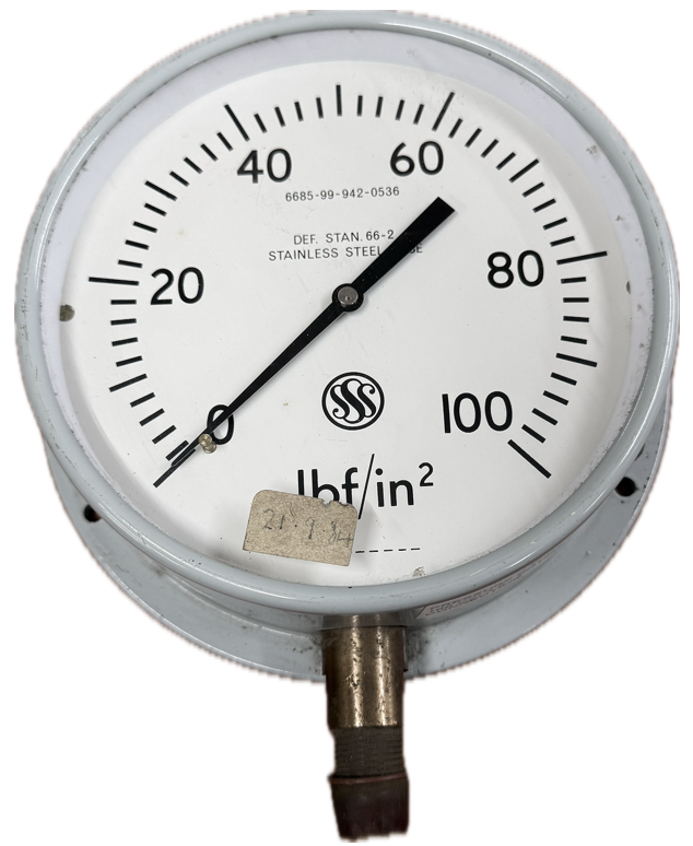 PRESSURE GAUGE 6" 100PSI 3/8" BOTTOM SSS
