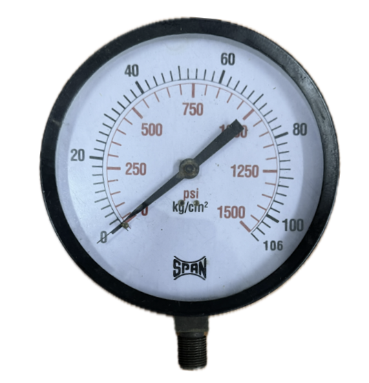 PRESSURE GAUGE 6" 100BAR/1500PSI 3/8" BOTTOM SPAN