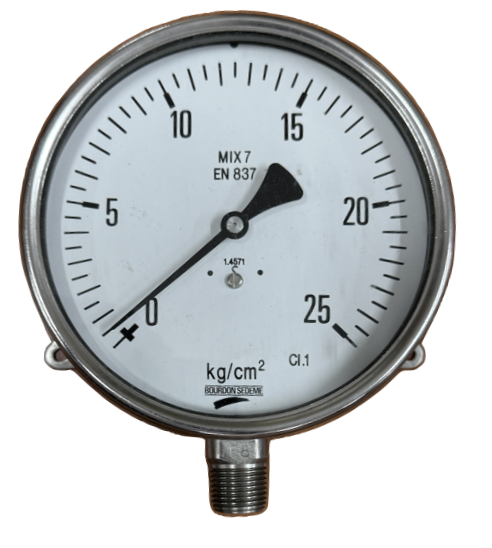 PRESSURE GAUGE 6" SS 25BAR 1/2" NPT BOTTOM BOURDON SEDME
