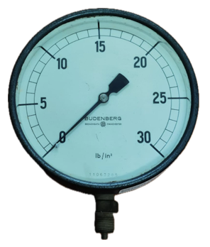 PRESSURE GAUGE 6" 30PSI 3/8" BOTTOM BUDENBERG