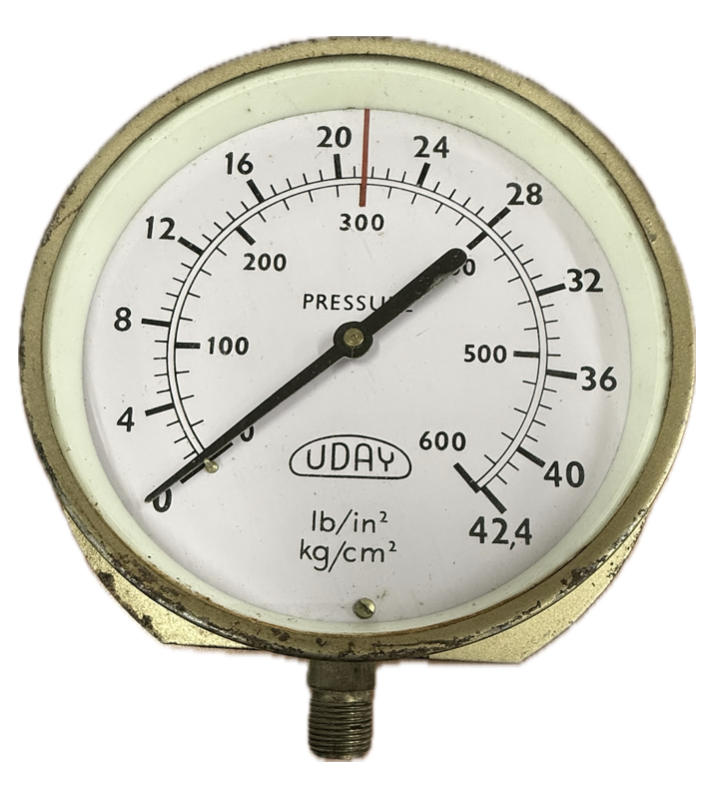 PRESSURE GAUGE 6" 40BAR/600PSI 3/8" BOTTOM UDAY