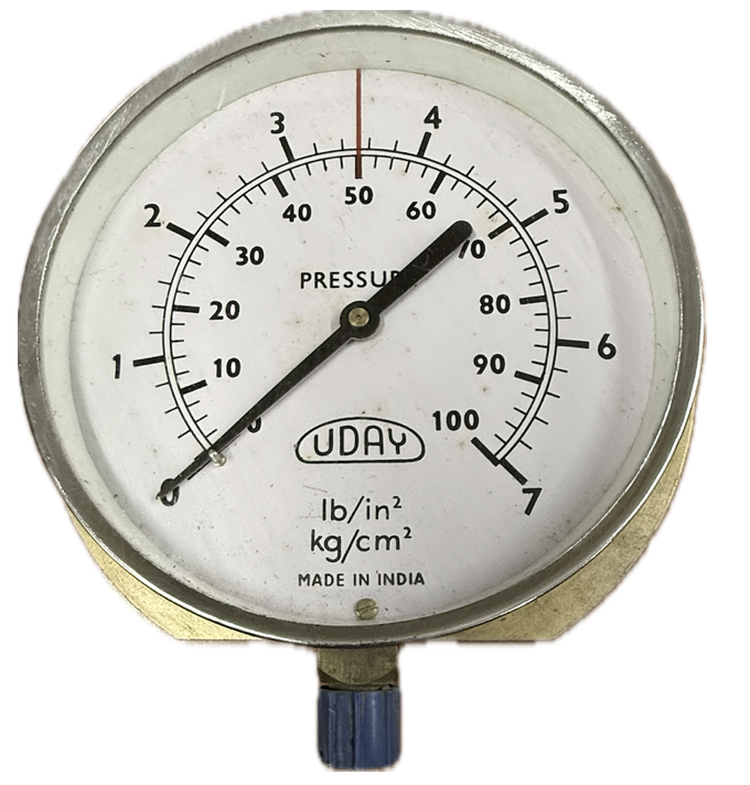 PRESSURE GAUGE 6" 7BAR/100PSI 3/8" BOTTOM UDAY