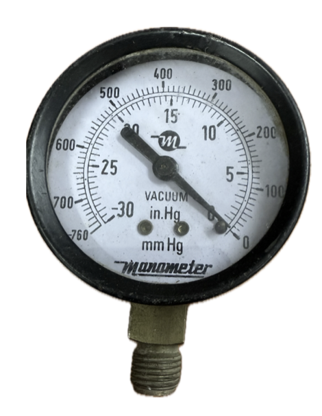 VACUUM GAUGE 2-1/2" 0 IN HG,-30 IN HG 1/4" BOTTOM CONNECTION MANOMETER