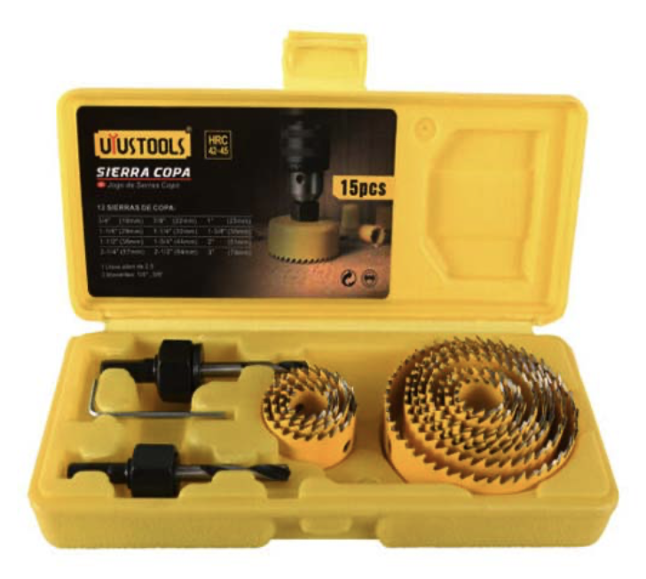15PC HOLE SAW SET 3/4"-2-1/2" SEO015 UYUS