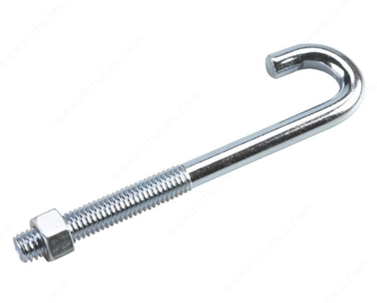 J BOLT WITH NUT 1/4" X 4" 