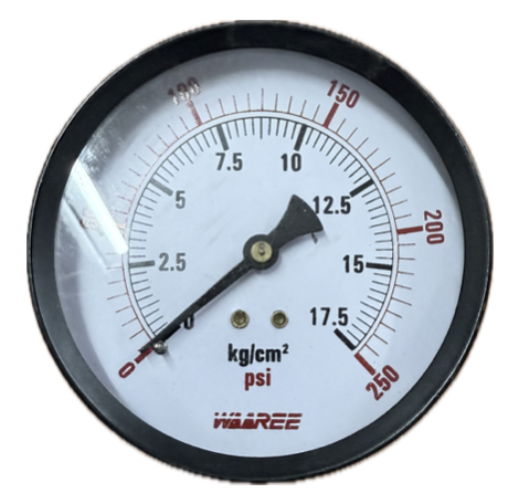 PRESSURE GAUGE 4" 16BAR/250PSI 3/8" BACK WAREE