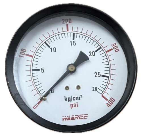 PRESSURE GAUGE 4" 28BAR/400PSI 3/8" BACK WAREE
