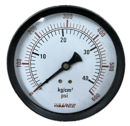 PRESSURE GAUGE 4" 40BAR/600PSI 3/8" BACK WAREE