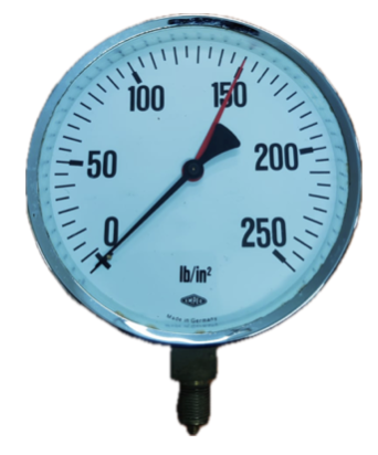 PRESSURE GAUGE 6" 250PSI 3/8" BOTTOM EMPEO