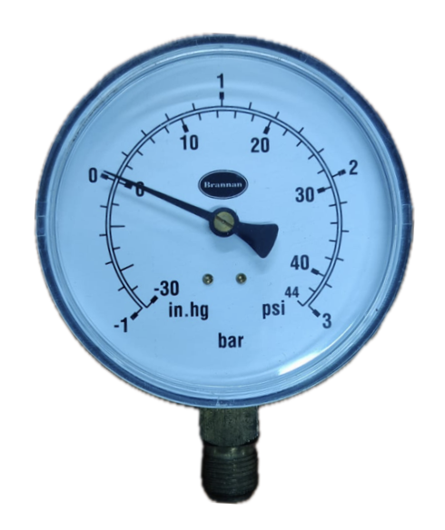 PRESSURE GAUGE 4" -30INHG-44PSI 3/8" BOTTOM BRANNAN