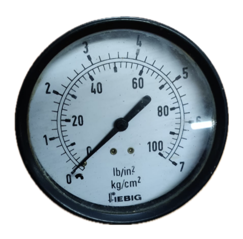 PRESSURE GAUGE 4" 7BAR/100PSI 3/8" BACK FIEBIG