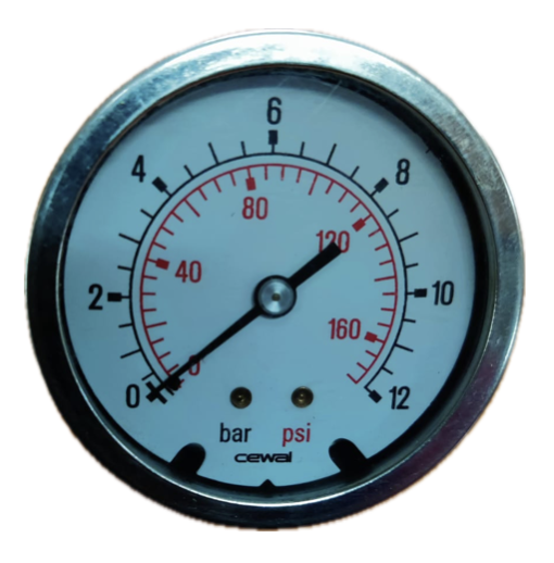 PRESSURE GAUGE 2-1/2" SS 12BAR/160PSI 1/4" BACK GLYCERINE CEWAL