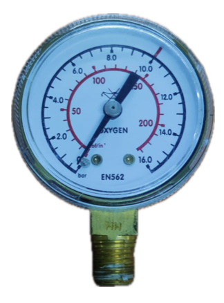 OXYGEN PRESSURE GAUGE 2" 16BAR/230PSI 1/4" BOTTOM