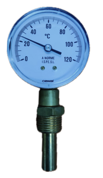 TEMPERATURE GAUGE 2" 120°C 1/2" BOTTOM 1" PROBE