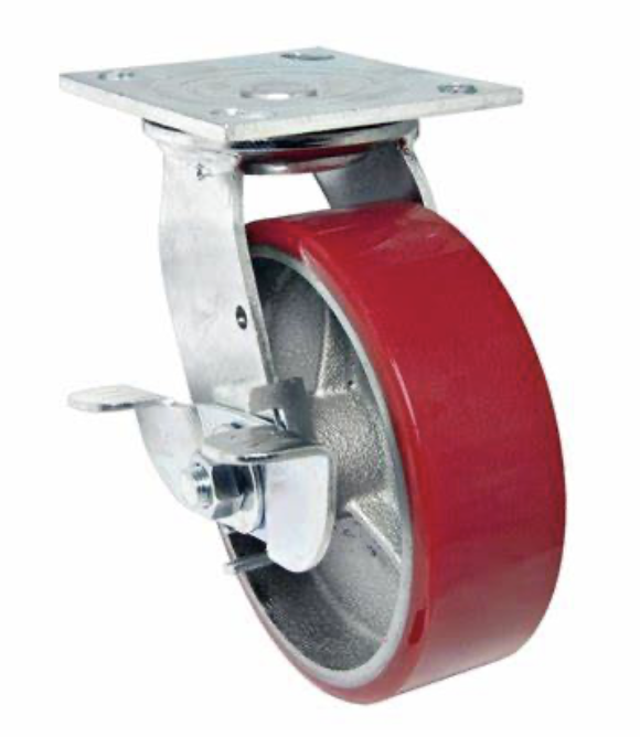 CASTOR WHEEL SWIVEL WITH BRAKE 3" RED