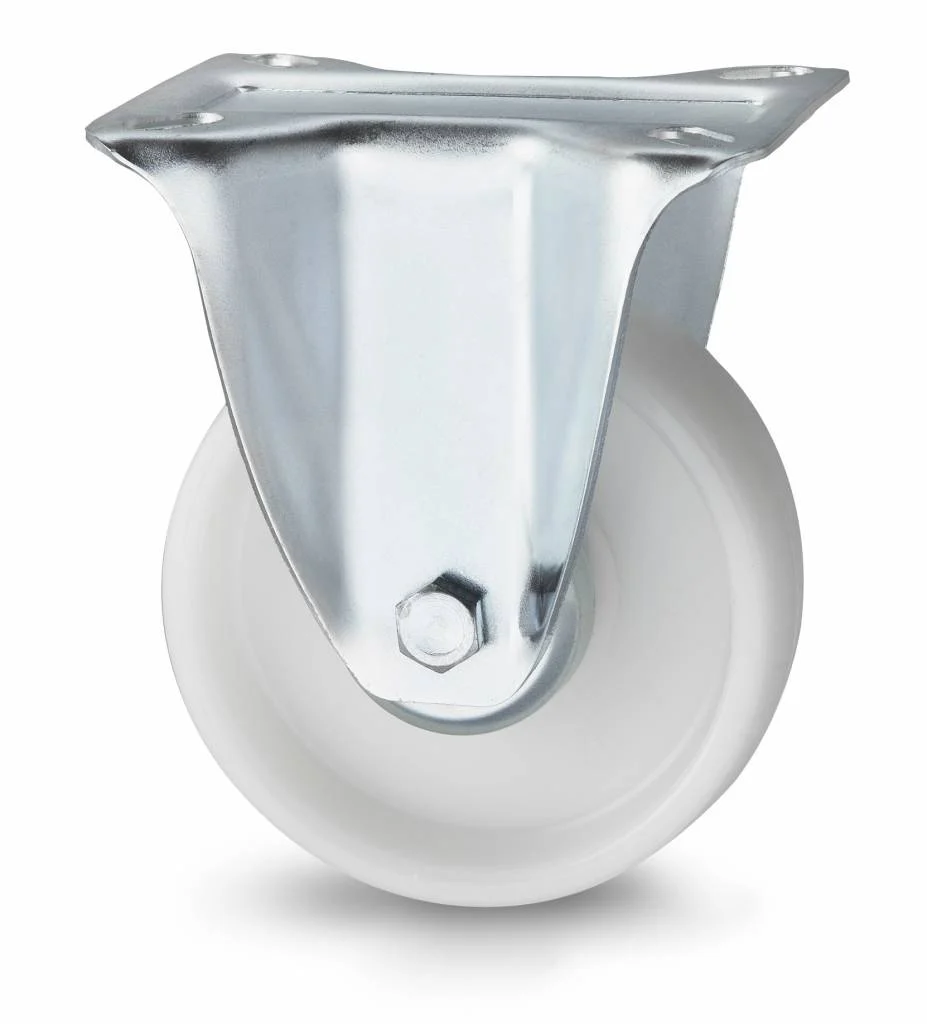 CASTOR WHEEL FIXED 3" NYLON WHITE