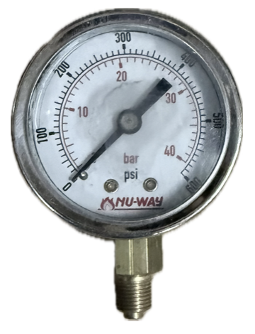 [8319] PRESSURE GAUGE 2" 40BAR/600PSI 1/8" BOTTOM NU-WAY