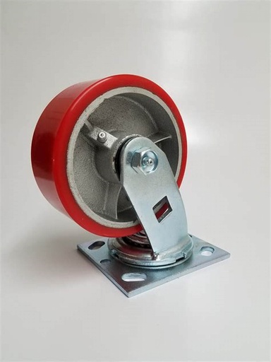[12288] CASTOR WHEEL SWIVEL 5" RED RUBBER